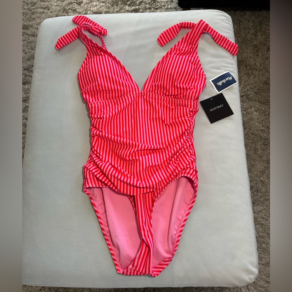 Ellen Tracy pinstripe one piece bathing suit